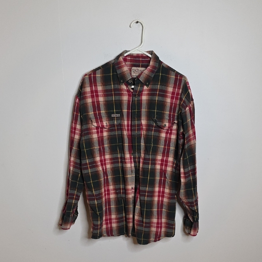 Plaid Men's Shirt Red, Green And Brown Powder River Outfitters Panhandle Large